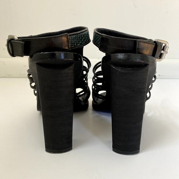 L.A.M.B Bedford Perforated Two-Tone Open Toe Leather Heeled Sandal 7.5 - Picture 5 of 9